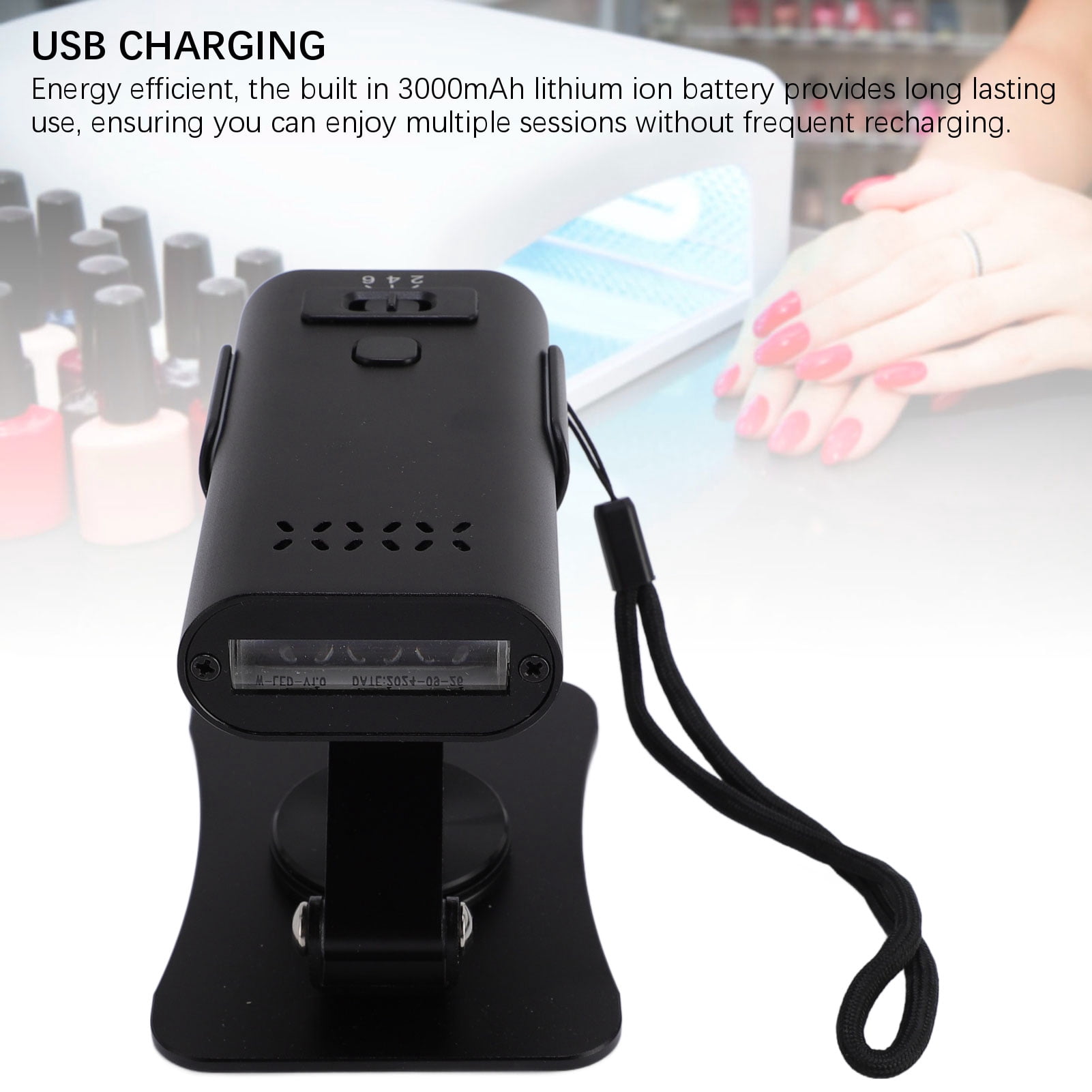 Xirurus 2 in 1 Hair Extension Light USB Rechargeable Fast Curing Nail Art LED Lamp with Stand Black (4.7 inches / 12 cm)