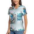 thumbnail image 5 of Yiaed Let's go Travel Print Women's T Shirt V-Neck Short Sleeve Shirt Casual Breathable Tee Summer Tops-X-Large, 5 of 5
