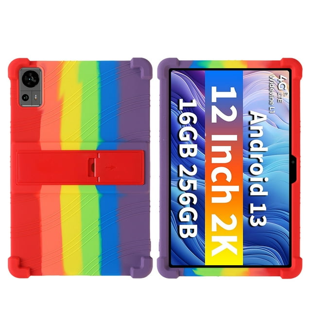 Case For Blackview Tab 18 Tablet Safe Shockproof Silicone Stand Cover Rainbow color Blackview Tab 18