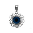 thumbnail image 1 of Sterling Silver Filigree Double Sided Evil Eye Pendant Charm, 18", 1 of 4