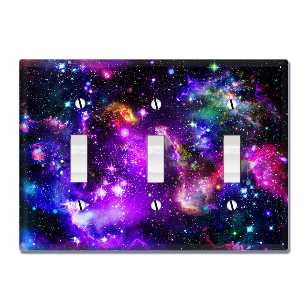 Dark Space Nebula Stars Pattern Single Gang Toggle Decorative Switch Wall Plate Cover 