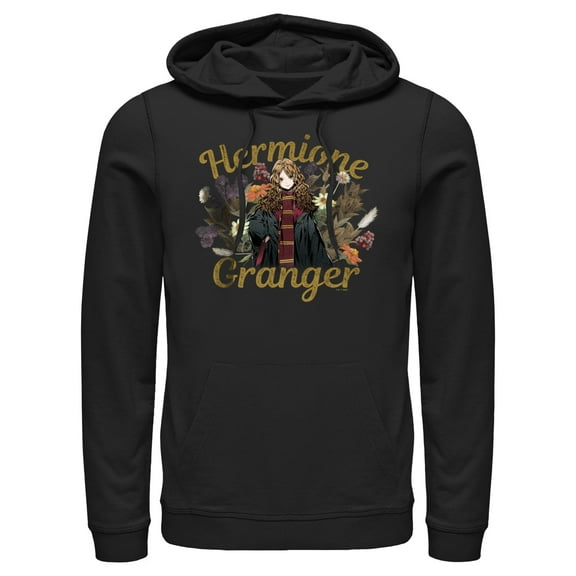Men's Harry Potter Floral Hermione Granger Pull Over Hoodie Black 3X Large