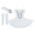 thumbnail image 2 of LiiYii Kids Girls Ballerina Swan Lake Outfit Set Sequined Ballet Dance Leotard Dress Tutu Skirt White 6, 2 of 7