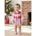 thumbnail image 3 of Miaouyo Infant Baby Girl Christmas Romper Dress 0 3 6 12 18 Months Plaid Print Santa Tree Embroidery Jumpsuit Long Sleeve Doll Collar Bodysuit, 3 of 9