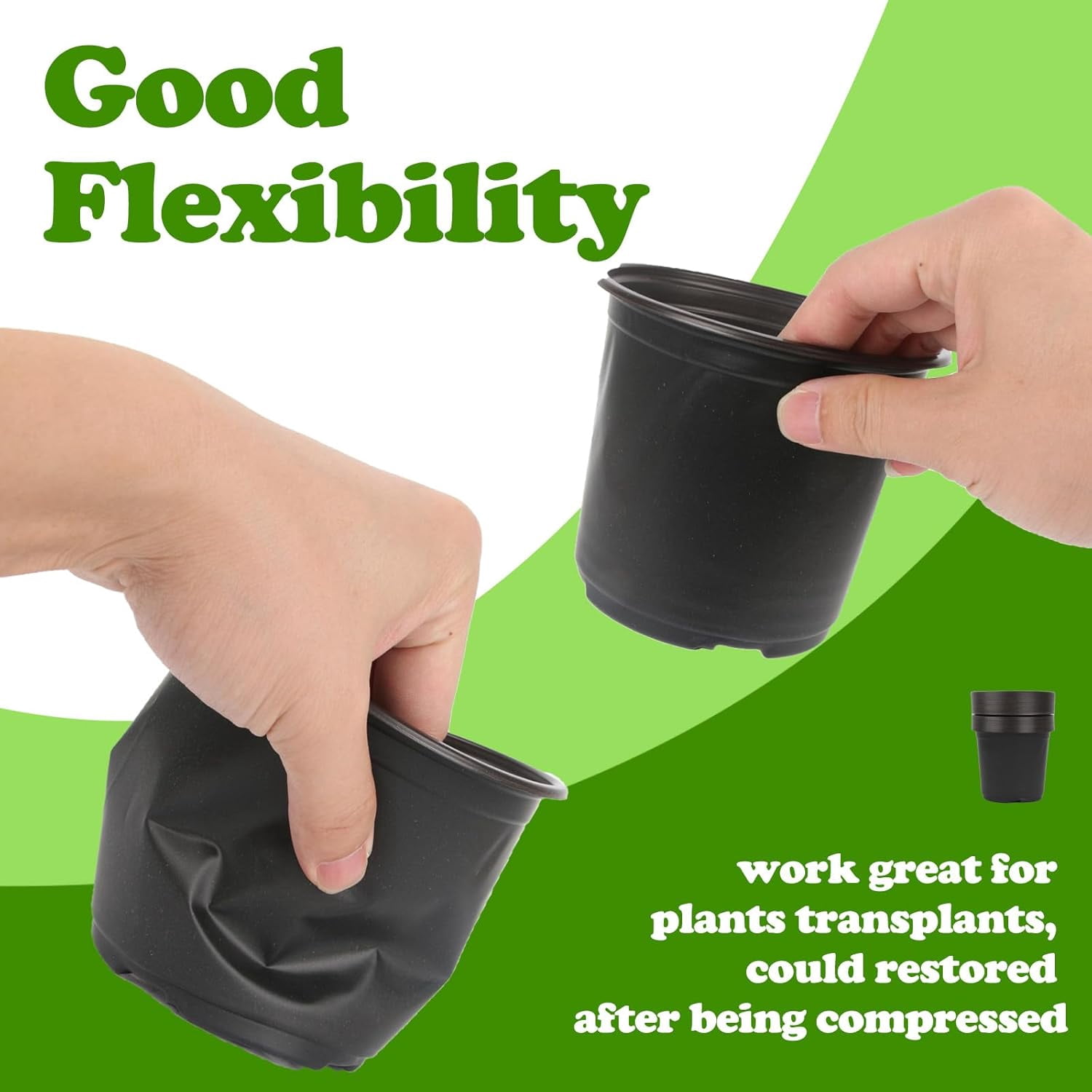 CozyNF 100 Packs Nursery Pots,3 Inches Plastic Nursery Pots for Plants with Drainage Holes, Seed Starting Garden Pots of Flower Plant Container for Succulents, Cuttings, Transplanting (100, 3 Inch)