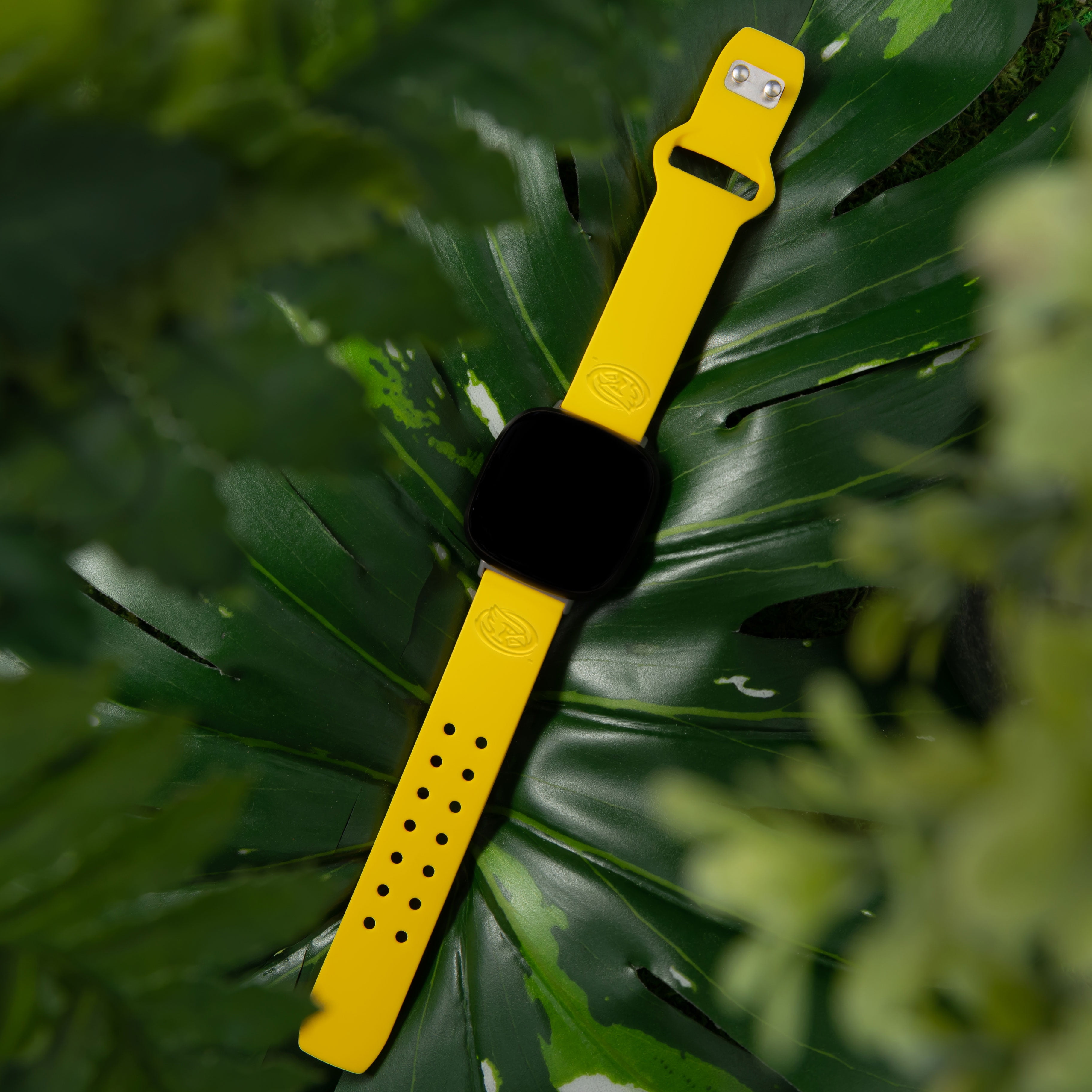 Cyclones Engraved Silicone Unisex Watch Band for Fitbit Versa 3 and Sense (Yellow) by Affinity Bands