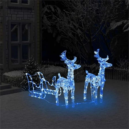 Pemberly Row 160 Leds 51.2" Acrylic Reindeers & Sleigh Christmas Decoration