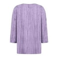 thumbnail image 4 of ZQUUVOU Women's T-Shirt Casual Printed V-Neck Button 3/4 Sleeve V-Neck Loose Blouse Purple (3XL), 4 of 5