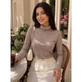 thumbnail image 3 of MOYIKO Mock Cowl Neck Long Sleeve Shirts for Women Casual Relaxed Loose Fit Pullover Shirt, 3 of 7