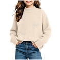 thumbnail image 6 of Wilark Girls Crew Neck Sweaters Casual Long Sleeve Knitted Thermal Fall Winter Tops Beige 8, 6 of 6