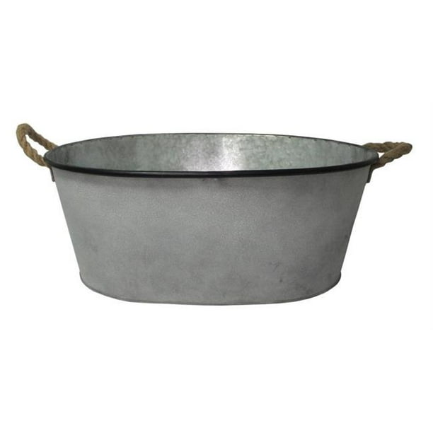 Cheung's FP3730 Large Oval Galvanized Metal Bucket with Rope Handle
