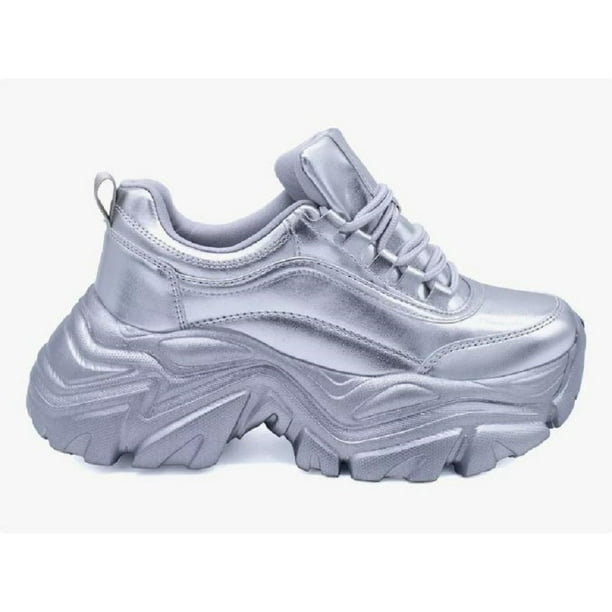 Tenis Sneakers Plataforma Casual para Mujer Cape Robin Confidence Silver