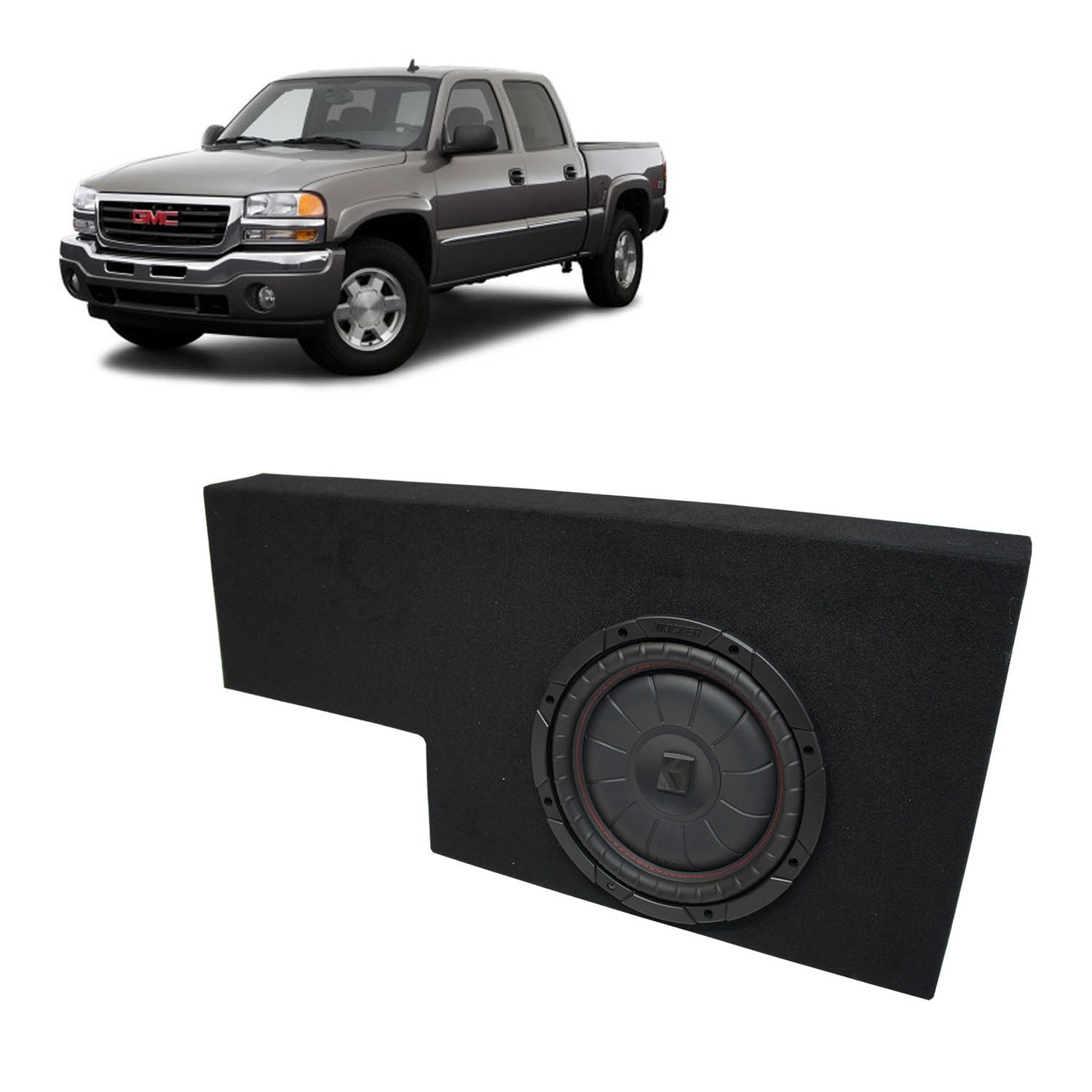 Compatible with 01-06 GMC Sierra Non-HD Crew Cab Truck Kicker CompVT CVT10 Dual 10 Sub Box Enclosure Final 2 Ohm