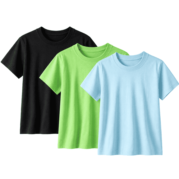 CALLINOX Girls T Shirts Toddler Kids 3 Pack Cotton Crew Neck Short Sleeve clothes, Sizes 2T-12