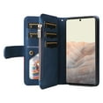 thumbnail image 3 of Multifunctional Case for Google Pixel 6 Pro,[RFID Blocking] 9 Credit Cards Holder with Wrist Strap, Premium PU Leather Zipper Wallet Purse Magnetic Flip Phone Cover for Google Pixel 6 Pro, Blue, 3 of 12