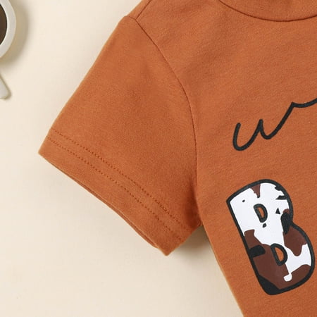 

nsendm Toddler Boys Girls Short Sleeve Cartoon Printed T Shirt Tops Shorts Headbands Outfits Outfits for Girls Size 4 Childrenscostume Coffee 18-24 Months