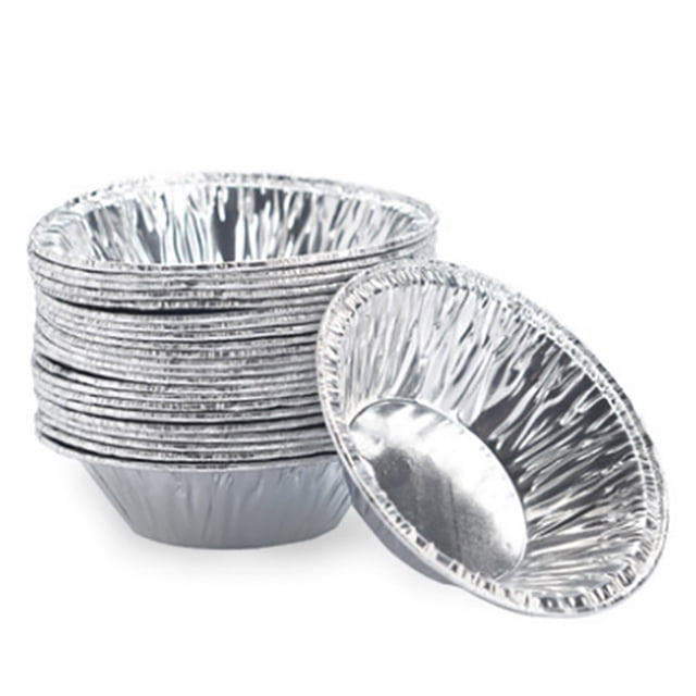 100 Uds. Tazas desechables para tarta de huevo, moldes para tarta de huevo de papel de aluminio, latas para hornear pasteles, sartenes