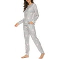thumbnail image 4 of Conjunto de pijamas de mujer Pijamas de manga larga Pijamas con estampado de estrellas$ Pijamas suaves con bolsillos Traje con estampado de estrellas Adepaton HMHZ1841-4, 4 of 5