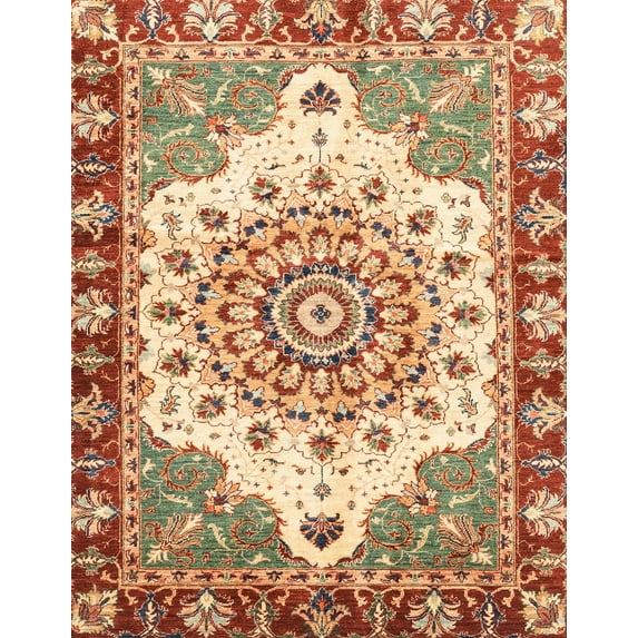 Ahgly Company Indoor Rectangle Abstract Yellow Abstract Area Rugs, 7' x 10'