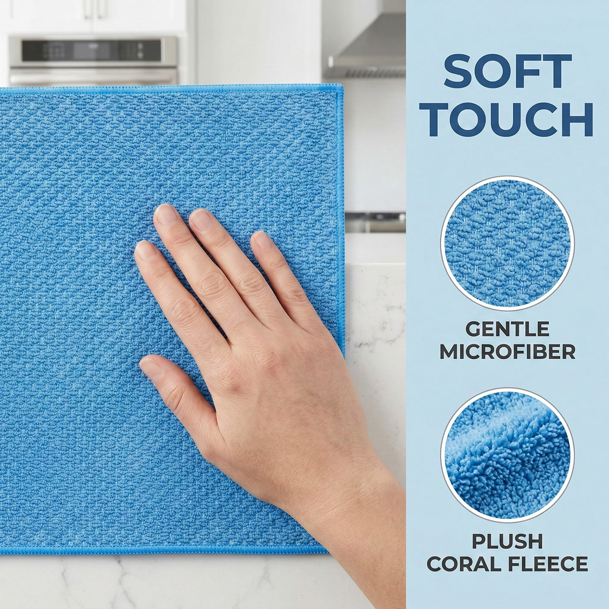 Unique Bargains Microfiber Dish Cloth for Washing Dishes Rags Dark Blue/Khaki 12" x 12"