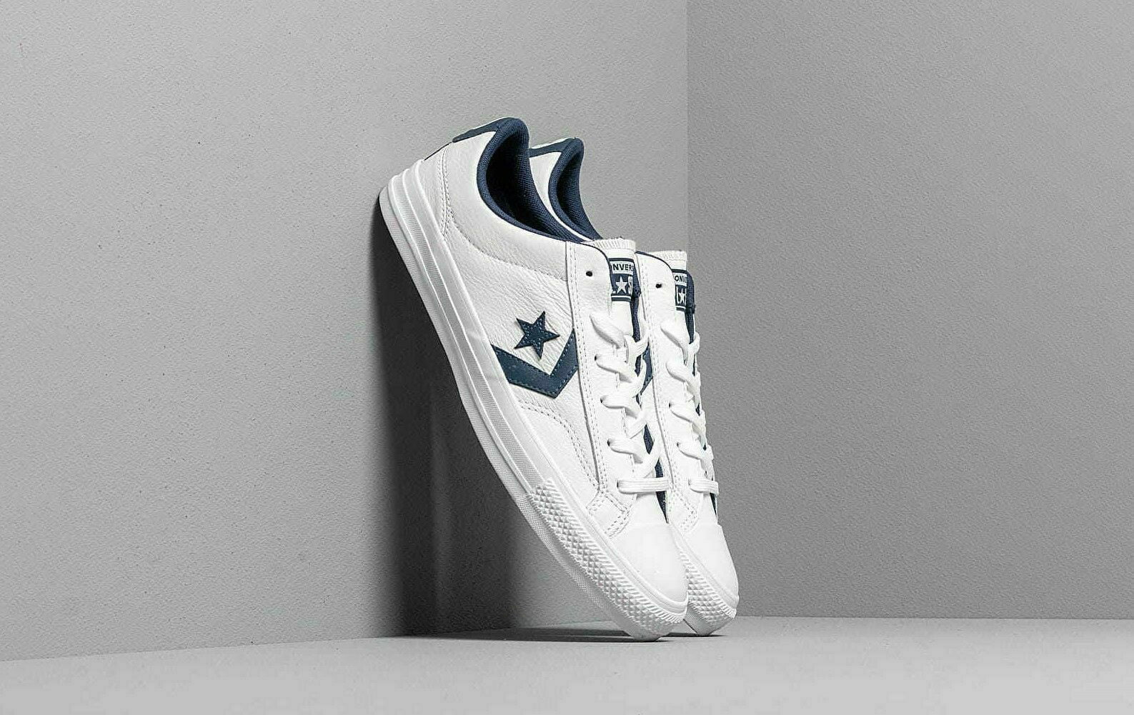 Converse Star Player White/Navy Leather Shoes Size 12