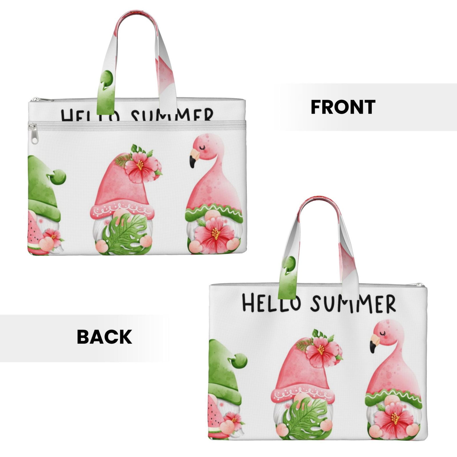 Kdxio Hello Summer Gnome File Tote Document Bag Business Briefcase Bag Document Organizer Tote Briefcase for Letter A4 Files Business Teacher Office Bag