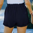 thumbnail image 4 of Summer Shorts for Women Tie Elastic Waist Solid Comfy Folded Hem Shorts Casual Loose Lounge Shorts with Pockets, 4 of 6