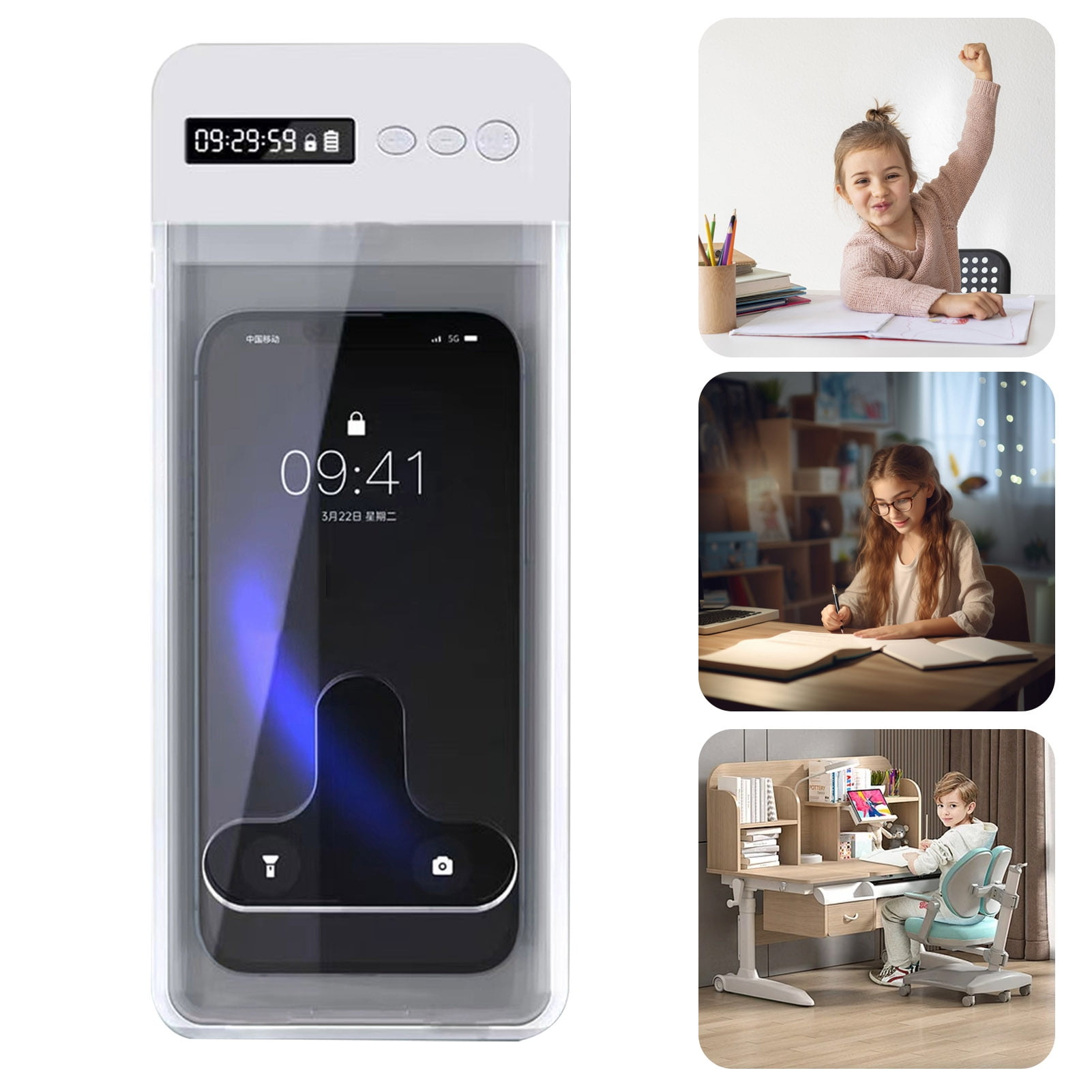 Xinyolin Cell Phone Lock Box with Timer LCD Display Mobile Phone Prison Prevent Phone Addiction Transparent Phone Locker Adults Children Students Self-Discipline Tools