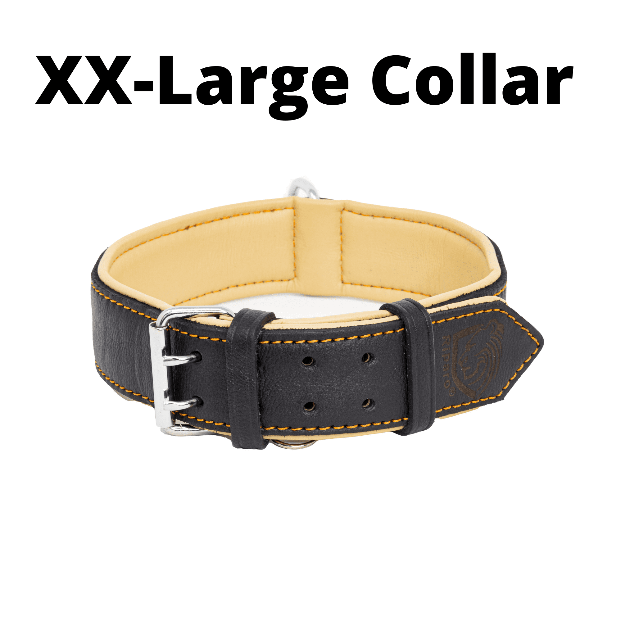 Riparo Genuine Leather Padded Dog Heavy Duty K-9 Adjustable Pet Collar for Medium, Large and Extra Large Dogs