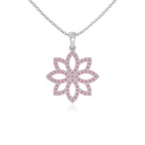 Natural Pink Tourmaline Flower Design Pendant Necklaces for Women in Sterling Silver, October Birthstone Jewelry Gifts for Her Birthday, Wedding Anniversary, Mothers Day, Christmas, Valentines