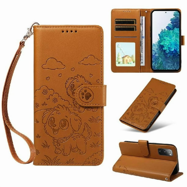 Funda Cartera GANGXUN con Diseño de Perrito en Relieve para Samsung Galaxy S20 FE , Protección 360° con Ranuras y Correa Desmontable
