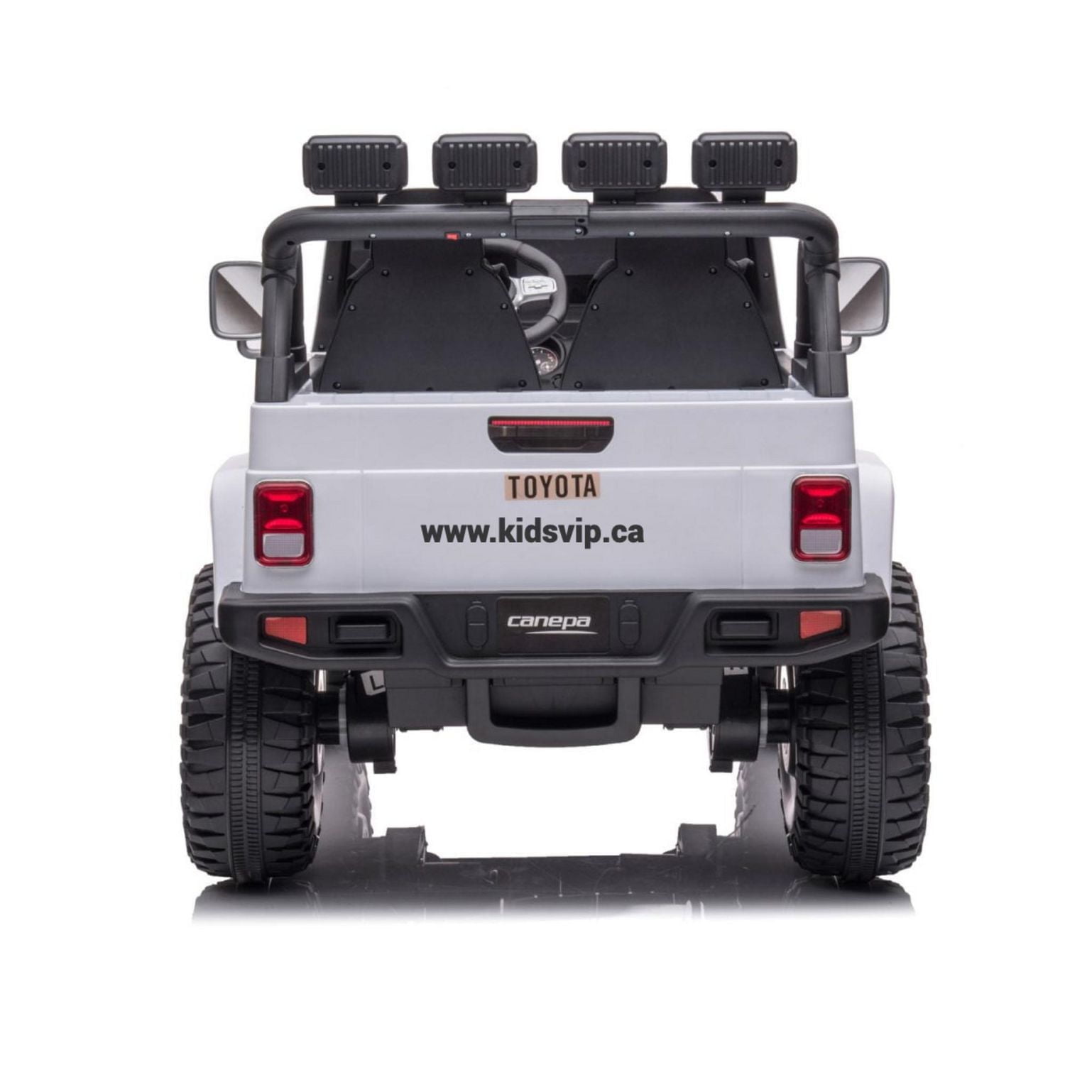 KidsVIP Licensed Toyota 2-Seater 24V Powered 4x4 Premium Ride-On Truck w/ Rubber Wheels, Music & Remote