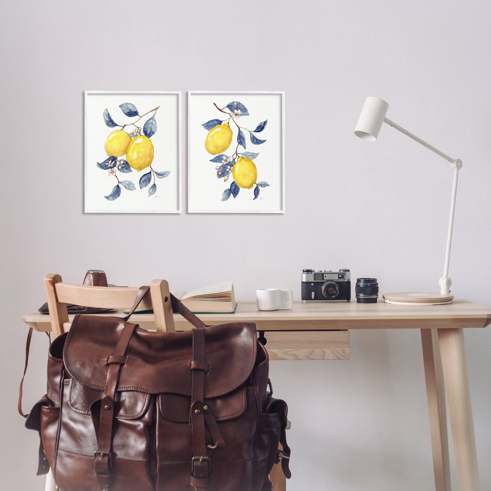 Stupell Industries Budding Lemon Blossoms Food & Beverage Painting White Framed Art Print Wall Art, 11 x 14, Set of 2