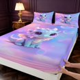 thumbnail image 4 of Manfei Cute Dragon Animals Queen Sheets,Kawaii Wildlife Queen Sheet Sets,Purple Blue,4 Pieces,1 Flat Sheet,1 Fitted Sheet and 2 Pillowcases, 4 of 6