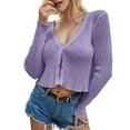 thumbnail image 2 of Cropped Cardigan Sweaters for Women 2025 Long Sleeve V Neck Button Open Front Knit Sweater Cardigan Bolero Tops, 2 of 5