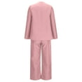 thumbnail image 5 of QATAINLAV Business Casual Outfits for Women Long Sleeve Lapel Blazer Jacket and Wide Leg Pants 2 Piece Sets Solid Color Fall Clothes Office Work Suits, Pink, L, 5 of 7