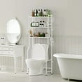 thumbnail image 3 of 3 Tier Over The Toilet Storage Rack with 2 Basket, Metal Freestanding Bathroom Shelves Toilet with Paper Holder and 4 Hooks, Over Toilet Storage Shelf for Bathroom Storage, Gold, 3 of 9