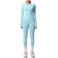 thumbnail image 2 of Ensemble de Yoga pour Femmes, Mode Décontractée Couleur Unie Manches Longues Col Rond Ajusté, Pantalons pour Femmes, 2 of 5