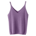thumbnail image 3 of Summer Fall Sleeveless Sweater for Women 2026 Dressy Casual Crochet Top Trendy Knit Ribbed Sweater Shirts Spring V-neck Solid Color Outfits,Purple M, 3 of 4
