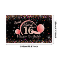 thumbnail image 3 of Sweet 16th Birthday Background Banner with Glitter Balloons Sparkles Party Supplies Photography Props Decors for Celebrations Events Photo Booth Backdrops, 3 of 7