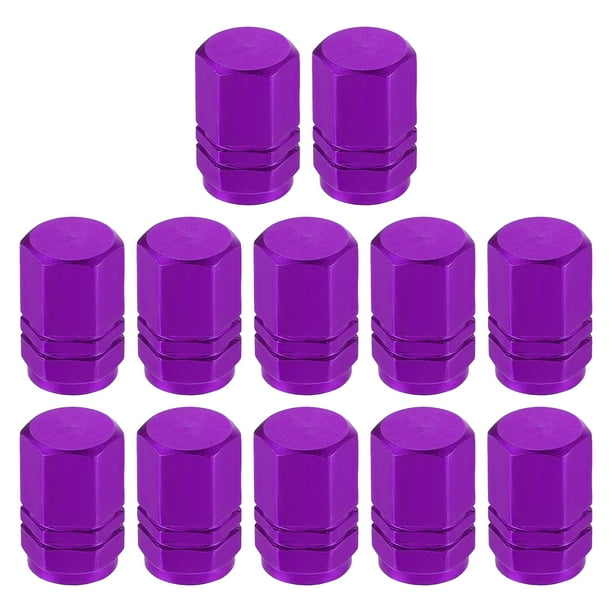 Unique Bargains 12 tapas universales para vástago de válvula de neumático para coches, SUV, bicicletas, camiones, motocicletas, aleación de aluminio de 16 mm, color morado
