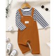 thumbnail image 2 of ZOEREA Toddler Baby Boys Clothes Outfit Long Sleeve T-Shirt and Romper Set Cute Jumpsuit Overalls Solid Color 6M-4T, 2 of 5