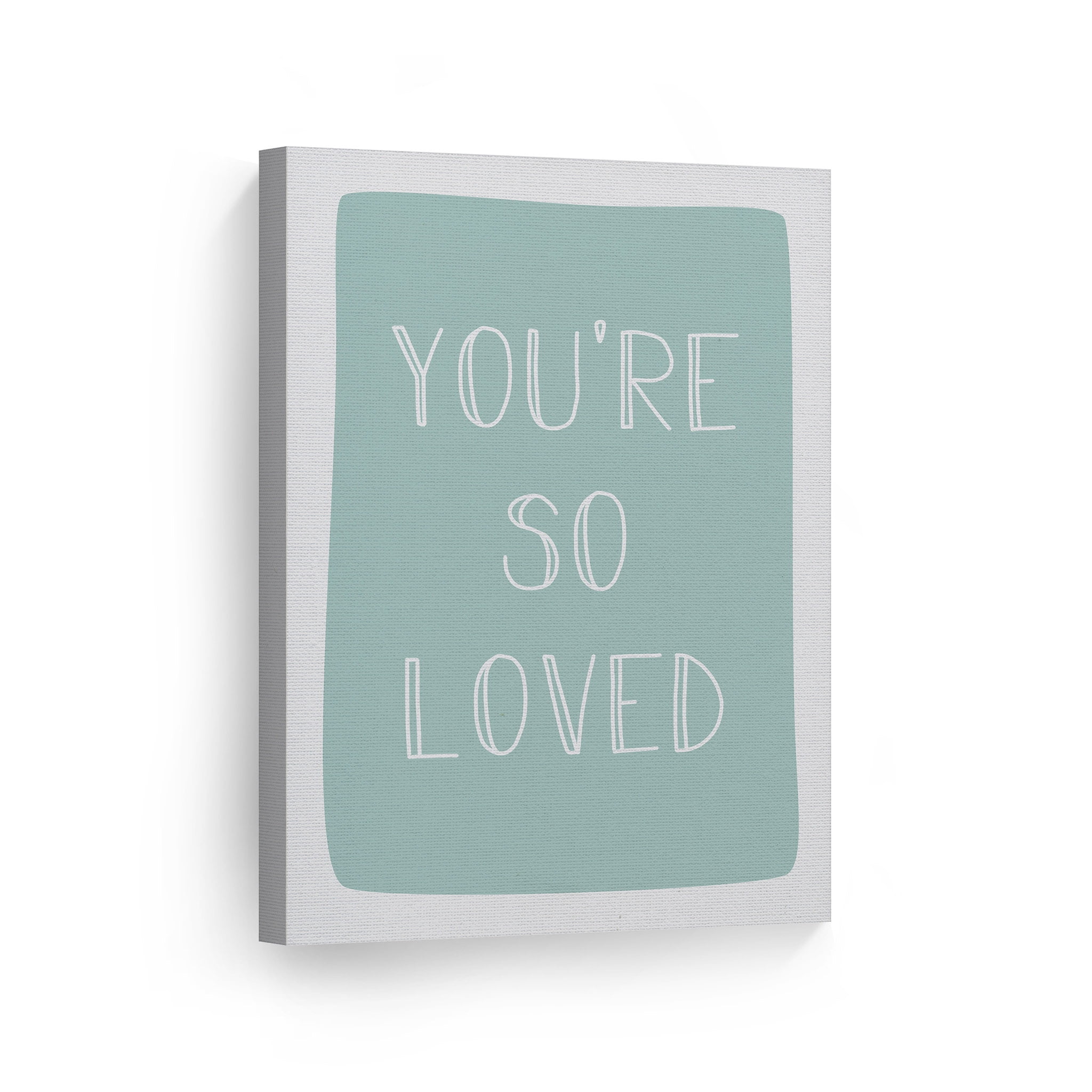 Smile Art Design You Re So Loved Lettering Turquoise Background Canvas Wall Art Print Kids Room Decor Baby Room Decor Nursery Art Nursery Decor Made In The Usa 40x30 Walmart Com