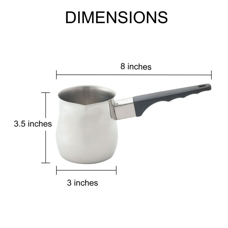 Fino Turkish Warmer Coffee Pot, Professional Quality 18/8 Stainless Steel,  12-Ounce Capacity, For Turkish Coffee, Hot Chocolate, Sauces, Everyday 