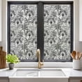 thumbnail image 3 of Grey Tropical Leaves Window Privacy Film, Summer Palm Trees Botanical Static Cling UV Sun Blocking Tint Film Heat Control Windows Films for Bedroom Bathroom, Window Stickers 17.7"x39.3", 3 of 8