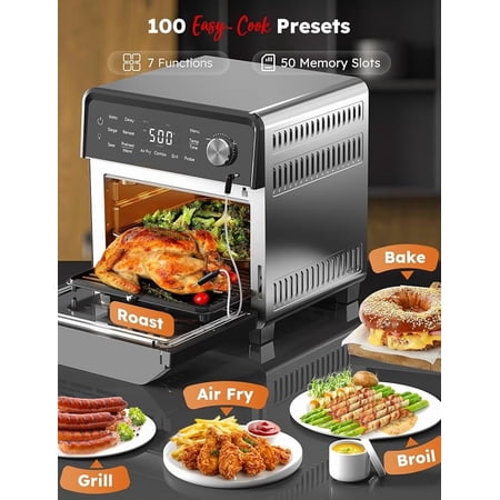 Nuwave Plug-In Grill Air Fryer Oven Combo w/Sheath Heaters, Authentic Char Flavor, 2024 New Convection System, 2X More Even, 100 Presets, Smarter Probe, 50-550°F, Stainless Steel