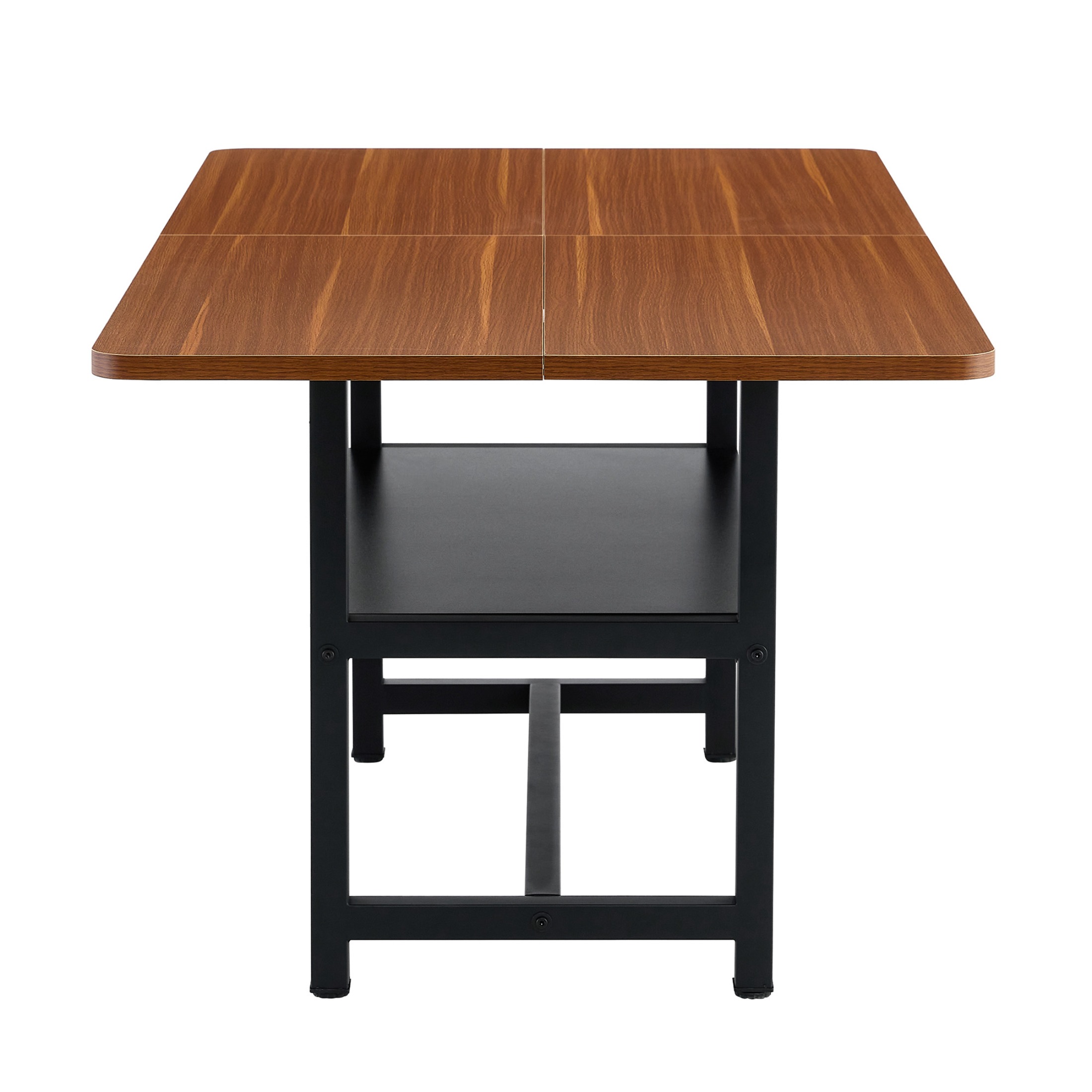 71" Dining Table, Minimalist Kitchen Table for 4-6, MDF Dinner Table with Metal Legs, for Kitchen, Dining Room, Walnut
