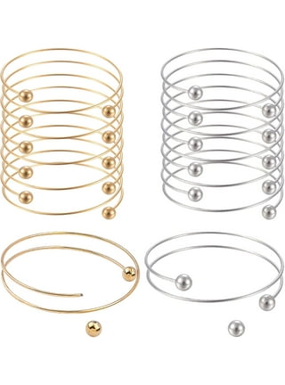 Bulk Shiny Gold Wire Cuff Bangle Bracelet for Dangle Charms Pack of 20