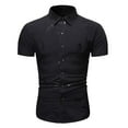 thumbnail image 1 of Camisa informal de manga corta con estampado de plumas y botones para hombre Pompotops oipoqjl47654, 1 of 4