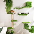 thumbnail image 3 of Juego de estantes de pared Fukumaru para gatos, 4 en 1, con rascador, color verde, 3 of 7